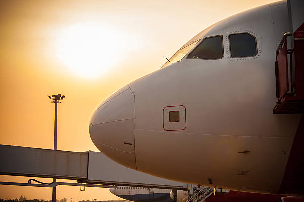 istock Airport - large nose airplane 484893712