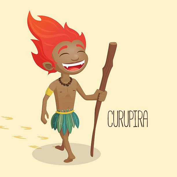 curupira, guardian von wäldern - traditional ceremony illustrations stock-grafiken, -clipart, -cartoons und -symbole