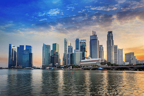 istock Singapore city skyline view at Marina Bay when sunset 484895681