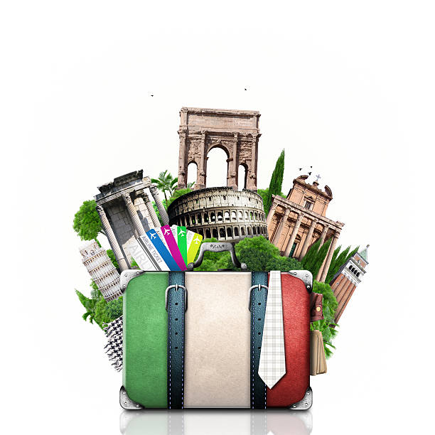 istock Italy, attractions Italy and retro suitcase 484896023
