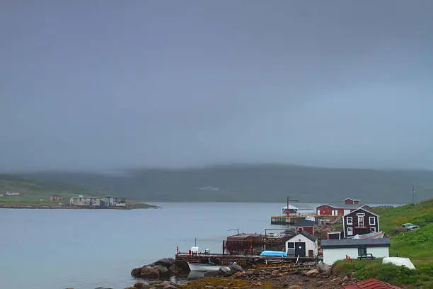 Remote fishing village in Nordic landscape of Canada