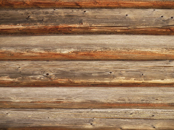 istock Wooden log walls. background 484897713