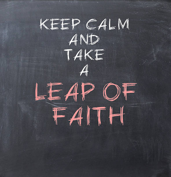 Leap of faith Leap of faith text on a blackboard leap of faith stock pictures, royalty-free photos & images