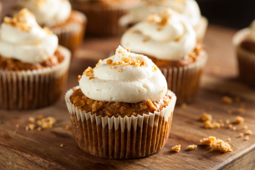 Homemade Carrot Cupcakes with Cream Cheese Frosting for Easter