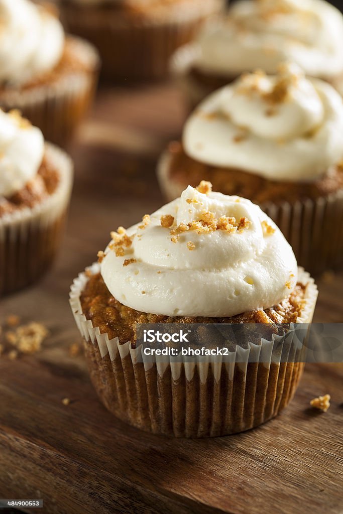 Homemade Carrot Cupcakes with Cream Cheese Frosting Homemade Carrot Cupcakes with Cream Cheese Frosting for Easter Carrot Cake Stock Photo