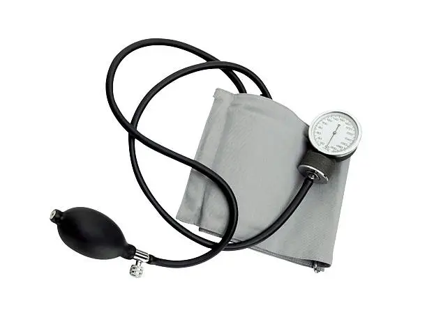 Photo of sphygmomanometer isolated on white background