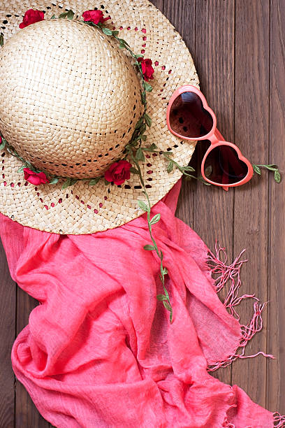 istock Straw hat and fashion shawl 484905242