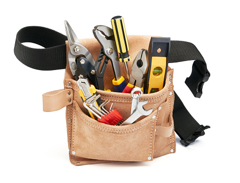 various type of tools in tool belt