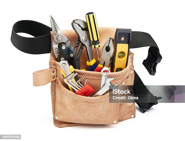 Tools In Tool Belt Stock Photo - Download Image Now - Tool Belt, White Background, Cut Out