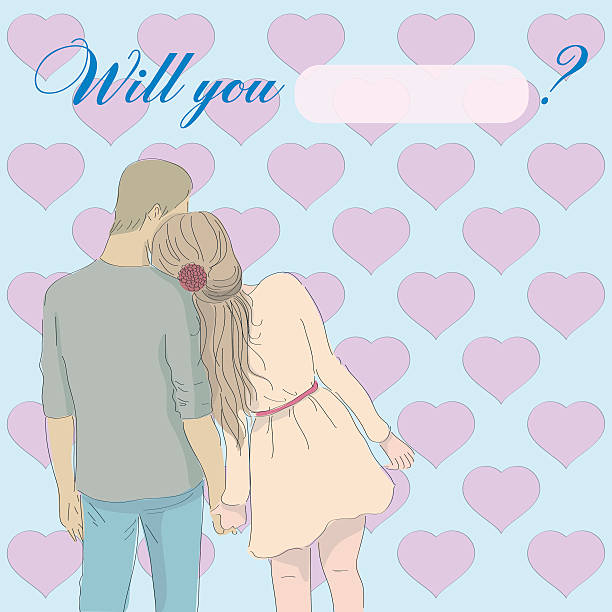 istock Greeting card will you marry me with a couple 484905488