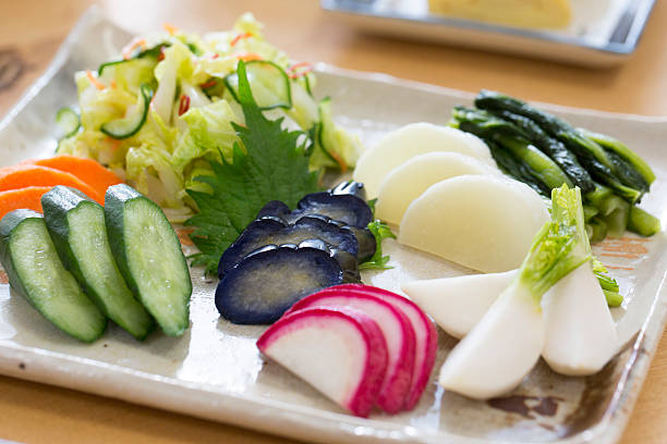 Pickles of Japan Photographing a variety of Japanese pickles in your kitchen pickled turnip stock pictures, royalty-free photos & images