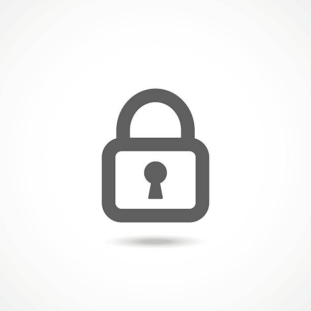 Lock icon Gray Lock icon with shadow on white light grey color code stock illustrations