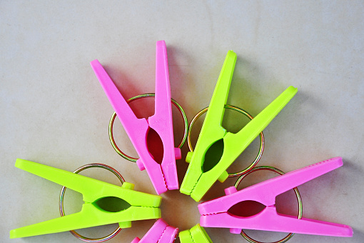 Half-circled clothespins in colorful