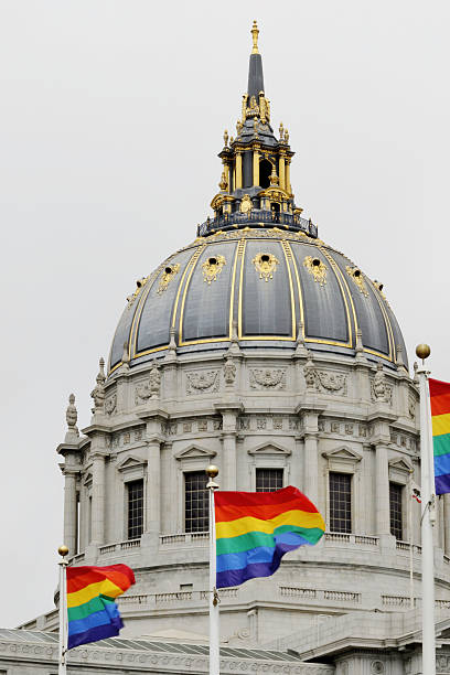 istock Buildings: Capital in SF with rainbow flags 484911000