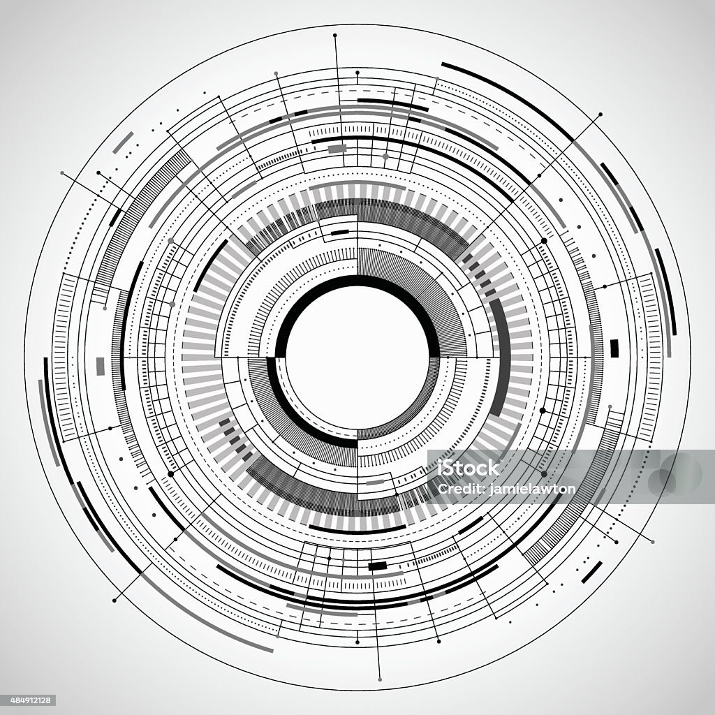 Abstract Technology Background Detailed abstract technical background. This scalable eps10 file is easy to customise and can be used at any size without loss of quality. Circle stock vector