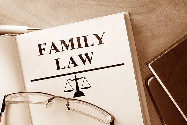 Photo of Code of  family law on a wooden table.