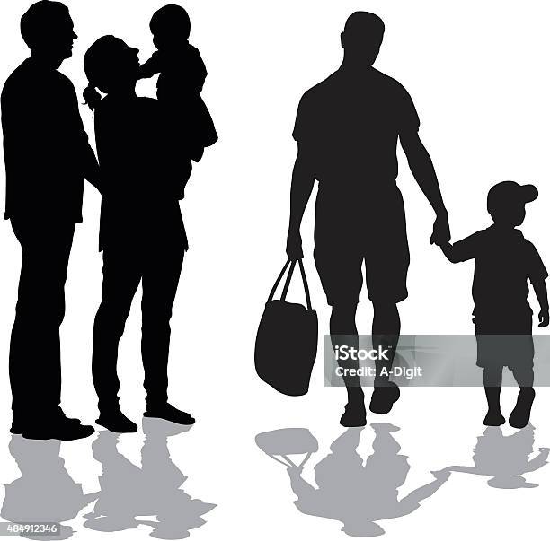 Years Go By With Children Stock Illustration - Download Image Now - Family, In Silhouette, Child