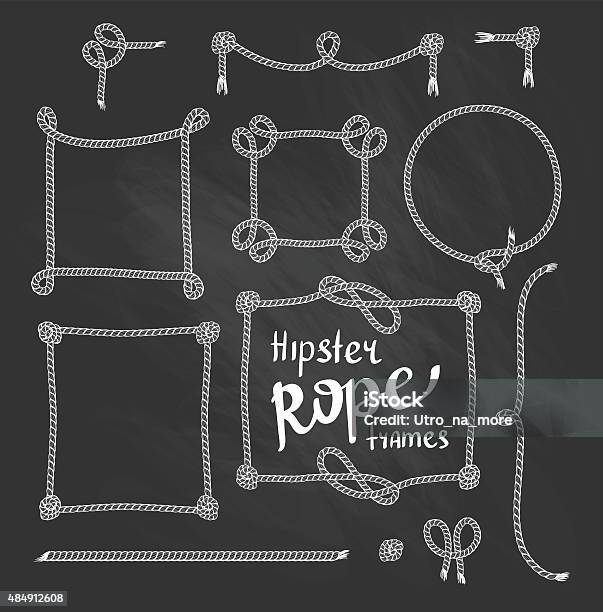 Simple Rope Frame Set Of Simple White Rope Frames Stock Illustration - Download Image Now ...