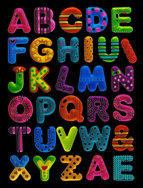istock funny English alphabet isolated on black  background 484917426