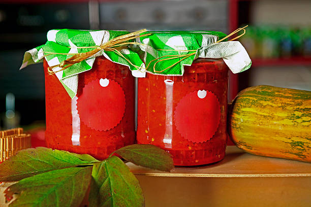 istock Homemade tomato chutney in a jars. 484918512