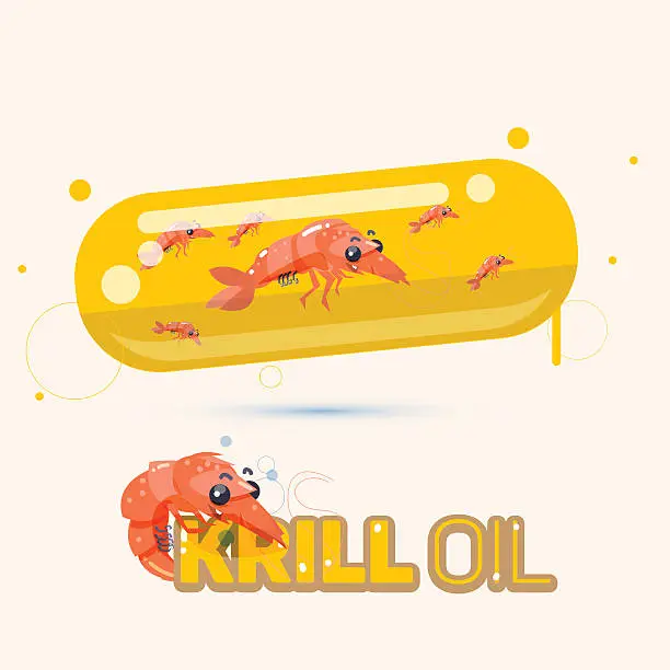 Vector illustration of krill oil in capsule. medicine concept - vector