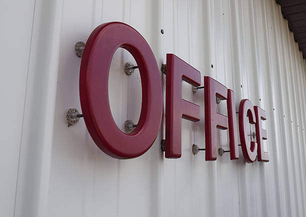 istock Office Sign in Red Letters on White 484919430