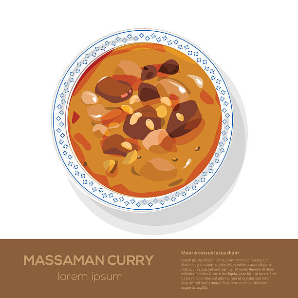 illustrations, cliparts, dessins animés et icônes de curry massaman vue sur le haut-illustration - red curry beef illustrations