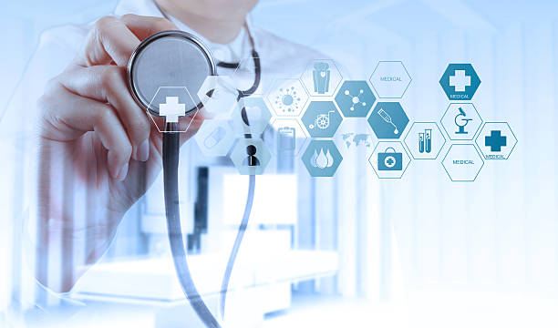 istock Double exposure of smart medical doctor working 484922328
