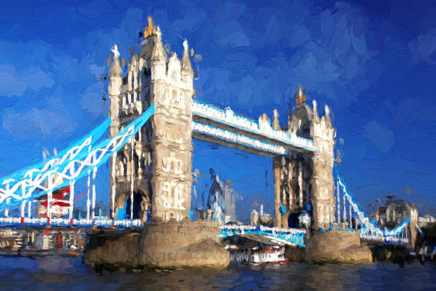 istock Tower Bridge in Artwork style in London, England 484922332