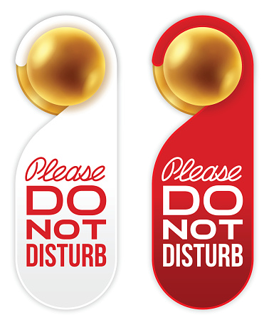 Please do not disturb hotel hangning doorknob signs. EPS 10 file. Transparency effects used on highlight elements.