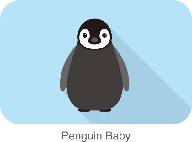 Vector illustration of Penguin baby standing,  Penguin seed series