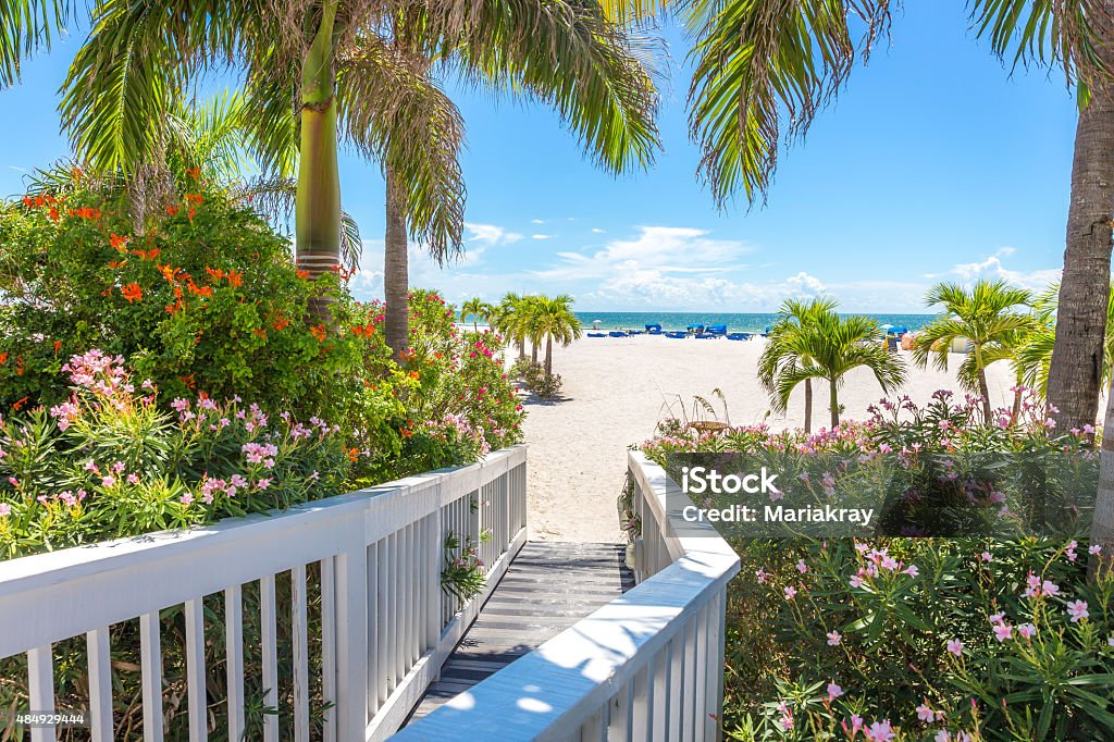 Boardwalk on beach in St. Pete, Florida, USA Florida - US State Stock Photo