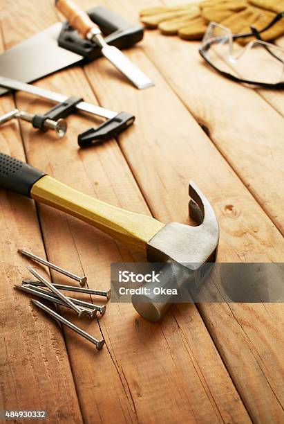 Wood Plane And Hammer On A Dark Background Stock Photo - Download Image Now  - Carpenter, Carpentry, Color Image - iStock
