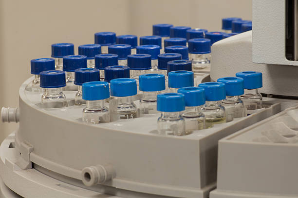 istock Sample vial in GC Autosamplers rack 484937502