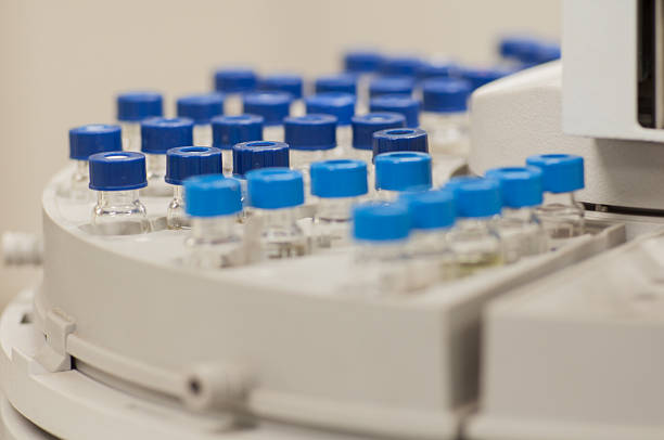istock Sample vial in GC Autosamplers rack 484937508