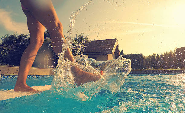 istock Woman splashing water with legs 484937818