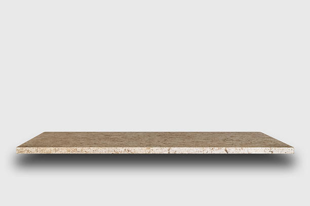 istock Empty top of natural stone shelves on wal 484941976