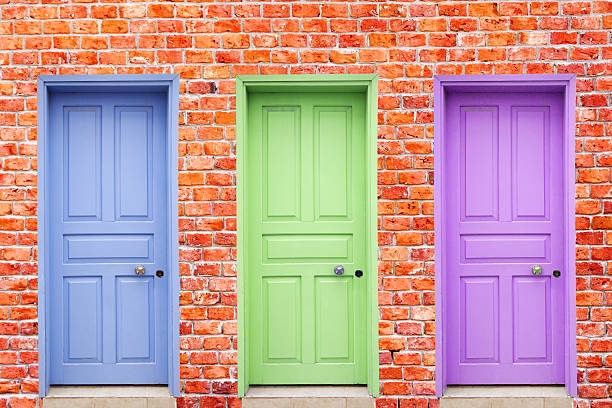 Three colorful door