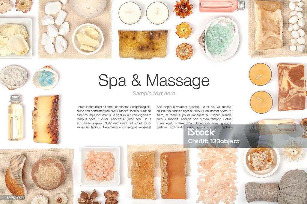 spa and massage elements on white background spa and massage elements on white background top view 2015 Stock Photo