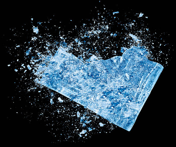 istock Ice crash explosion parts on black background 484951682