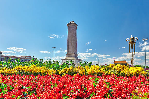 Monument to the People's Heroes on Tian'anmen Square Monument to the People's Heroes on Tian'anmen Square - the third largest square in the world, Beijing,China. forbidden city beijing architecture chinese ethnicity stock pictures, royalty-free photos & images