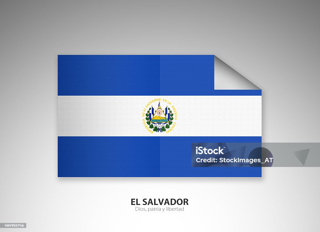 Curled Up Digital National Flag of El Salvador Digital Flag with a folded page corner. Digitally created image. This image is part of a flag series. 2015 stock illustration