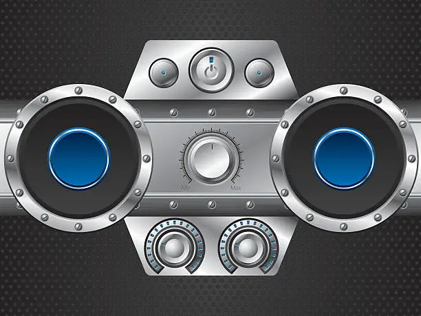 Vector illustration of Hi fi set with speakers