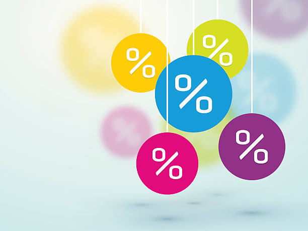 symbol procent zniżki i blur ikony - investment finance frequency blue stock illustrations