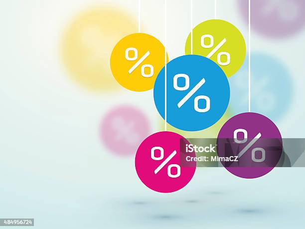 Vetores de Símbolo De Por Cento De Desconto E Ícones De Desfoque e mais imagens de Sinal de Percentagem - Símbolo Matemático