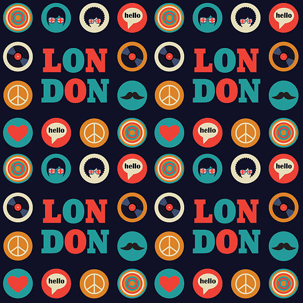 pop art london bezszwowe wzór - hello angielskie słowo stock illustrations