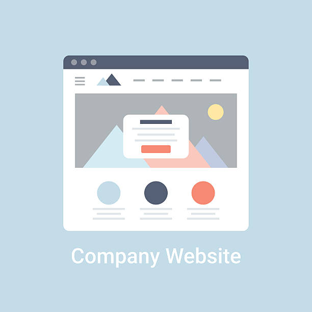 Company Website Wireframe Company website wireframe interface template. Flat vector illustration on blue background wire frame model illustrations stock illustrations