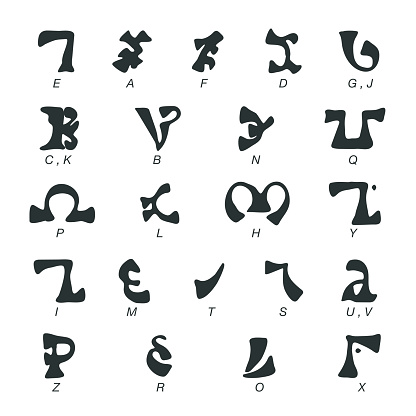 Enochian Alphabet Silhouette Icons Vector EPS File.