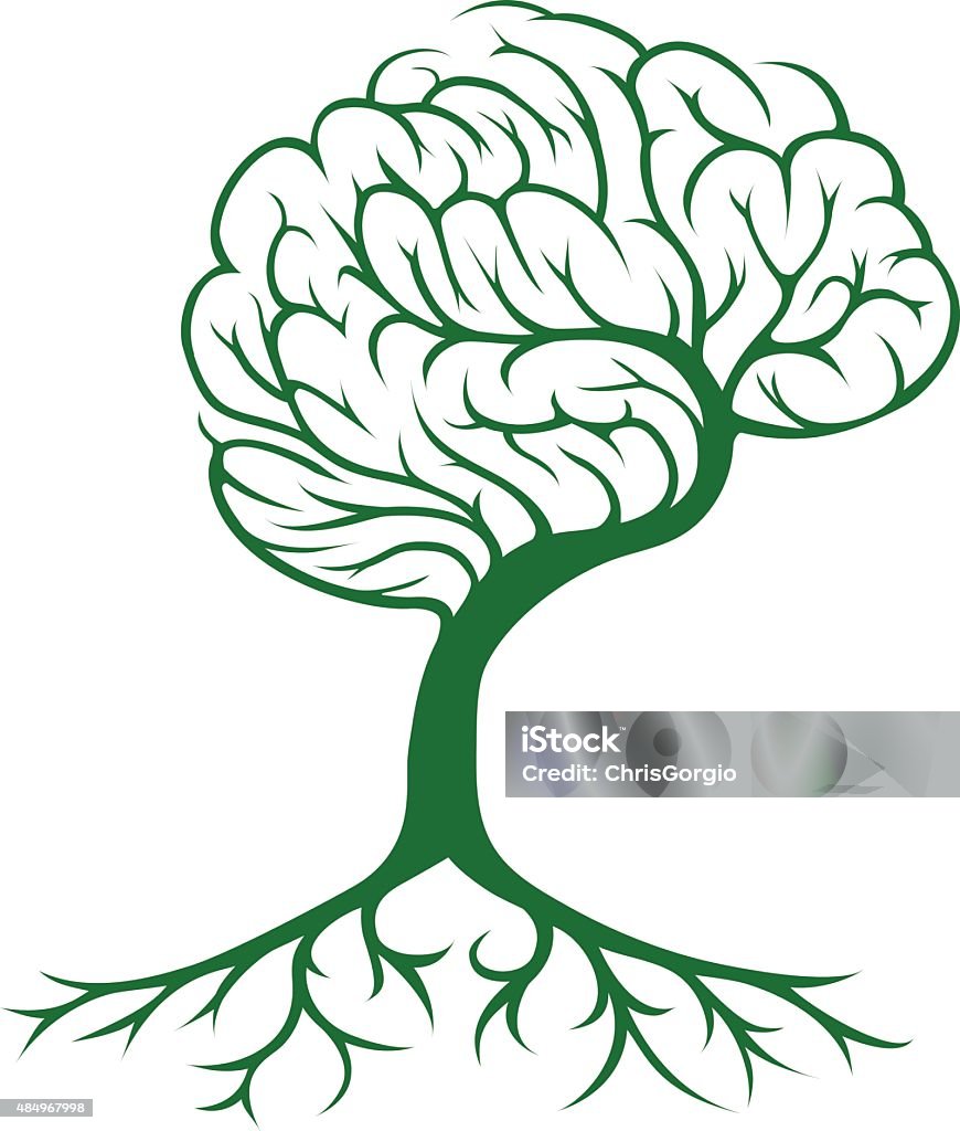 Tree brain concept Brain tree concept of a tree growing in the shape of a human brain. Could be a concept for ideas or inspiration Tree stock vector