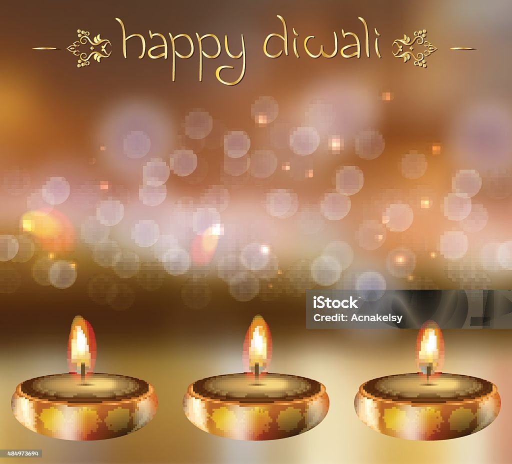 Happy Diwali Vector Background With Festive Candles Stock ...